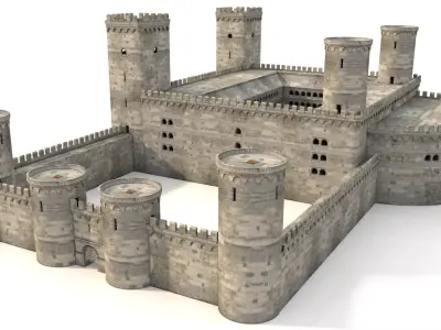 Castle medieval Low-poly 3D model