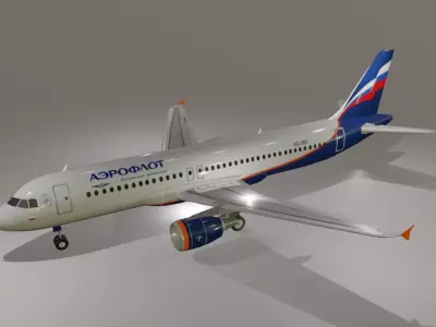 Aeroflot airbus a320-214 low poly 3D Model Low-poly 3D model