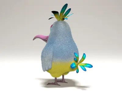 cartoon bird Low-poly 3D model