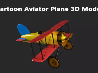  Cartoon Aviator Plane 3d Model Low-poly 3D model