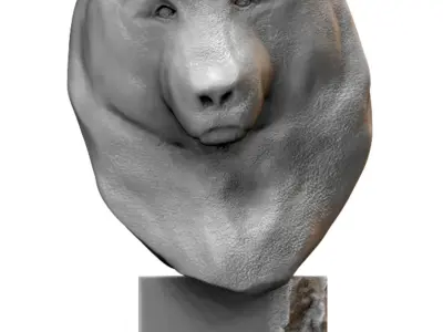 Grizzly Bear Head Sculpture Free 3D print model
