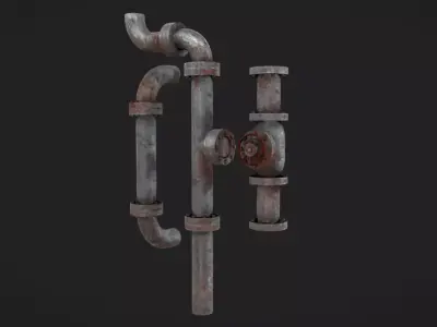 Rusty Pipes Low-poly 3D model