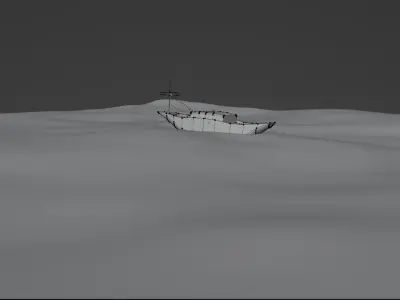 Ocean with Boat Free low-poly 3D model