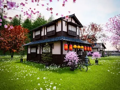 JAPAN TRADITIONAL BUILDING 004 Low-poly 3D model