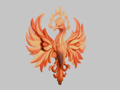 Fiery Phoenix Low-poly 3D model