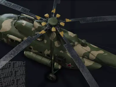 Heavy Military Transport Helicopter Low-poly 3D model