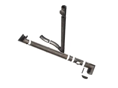 Old Aluminium Gutter System PBR Low-poly 3D model