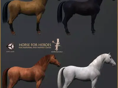 4 Less Muscle Textures For Hero Horse Free 3D model