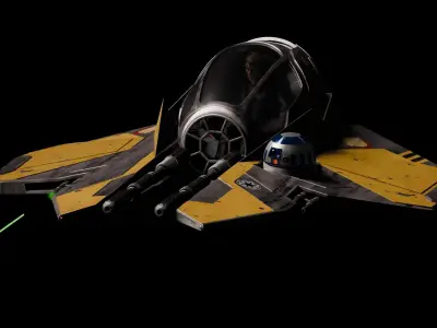 Jedi Star Fighter Animated 3D model