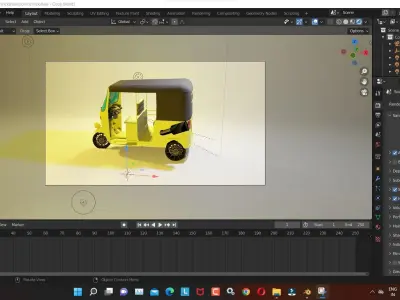 rickshaw 3D model Render in blender  Low-poly 3D model