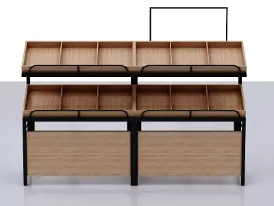 Stall model wooden display shelf with shelves Low-poly 3D model