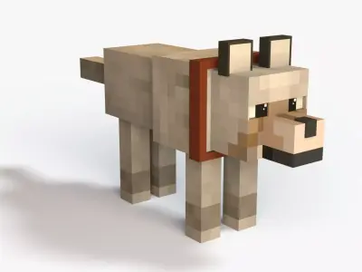 Minecraft Wolf Low-poly 3D model