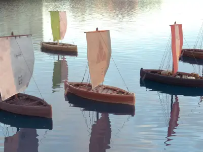  Knarr - Medieval Sailboat  Low-poly 3D model