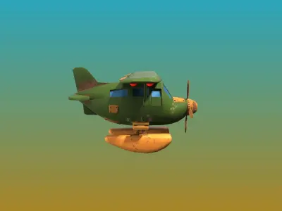Cartoon Style Plane Game 3D asset Low-poly 3D model