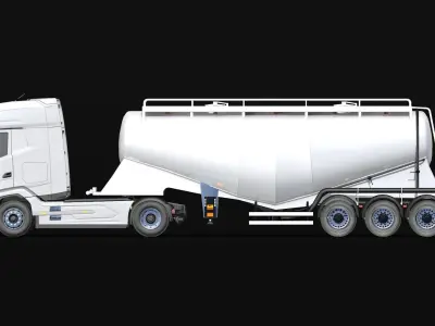 2021 DAF XG 480 Cement Trailer Low-poly 3D model
