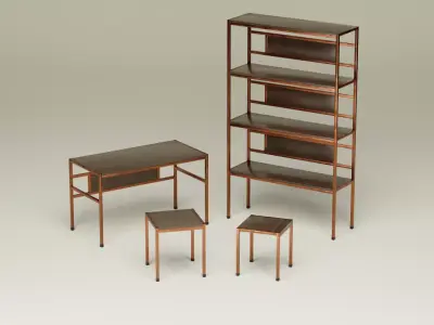 Student Study Set - Rustic Ashwood Hammered Copper - AMS02 Free 3D model