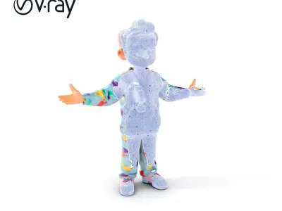 Pediatric Dino Doctor Character Model with Colorful Scrubs Low-poly 3D model