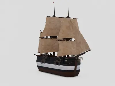 Hecla-Class Bomb Vessel Low-poly 3D model