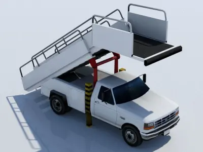 F350 ford Stair truck AIrport Ground Support Low Poly Low-poly 3D model