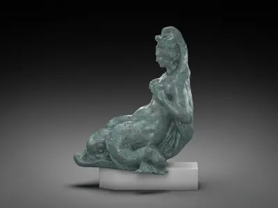 Mermaid aged bronze Low-poly 3D model