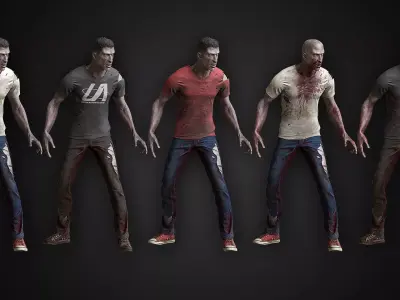 Zombie in Jeans Low-poly 3D model