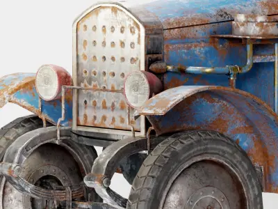 Post-apocalypse battle car truck da1 Low-poly 3D model