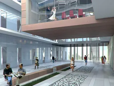 Public Hall Interior 02 Low-poly 3D model