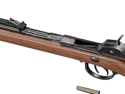 Bavarian M1869 Werder rifle with bayonet Low-poly 3D model