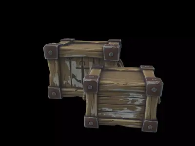 Low Poly Stylized Nautical Crate Set Low-poly 3D model