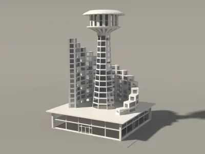  Multi purpose building Low-poly 3D model