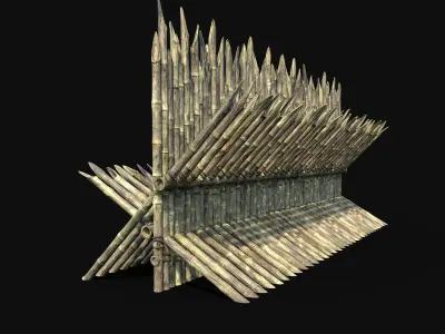 BAMBOO PALISADE WALLS FENCE SURVIVAL FORT GUARD CONSTRUCTION AAA Free low-poly 3D model