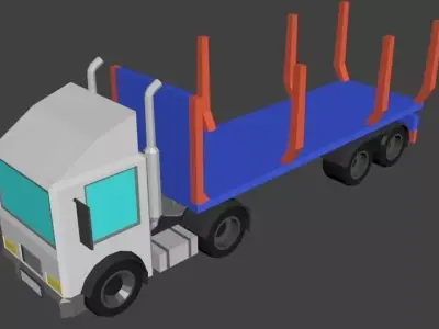 Low Poly Truck garbage Low-poly 3D model