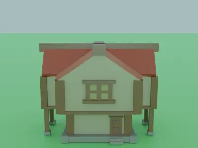 Medieval Cartoon Style Low Poly Game Ready House Set Low-poly 3D model
