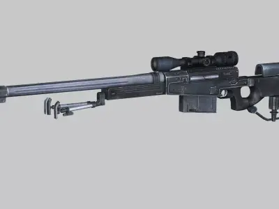 Sniper Denel 2NTW-20 Low-Poly 3D Model Low-poly 3D model