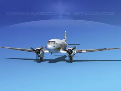 Douglas C-47 Dakota USAF V03 3D model