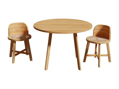 Kathyscove Quinns Junior Round Activity Wood Table Chairs Set 3D model