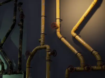 Pipe Set low poly PBR Low-poly 3D model