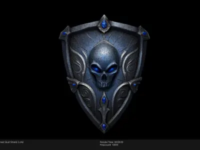 Low Poly Stylized Ethereal Skull Shield 2 Low-poly 3D model