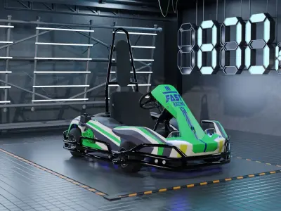 3D Petrol Powered Go- Kart with Roll Bar 3D model