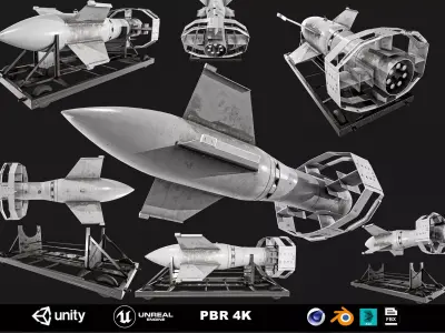 Fritz X Bomb And Holder Low-poly 3D model