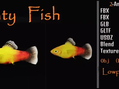 Platy Freshwater Fish Low-poly 3D model