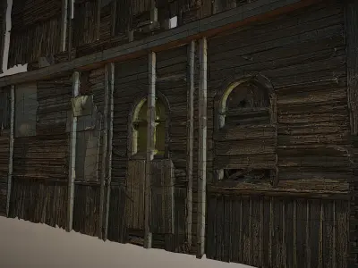 Decaying old modular wooden photorealistic wall Low-poly 3D model