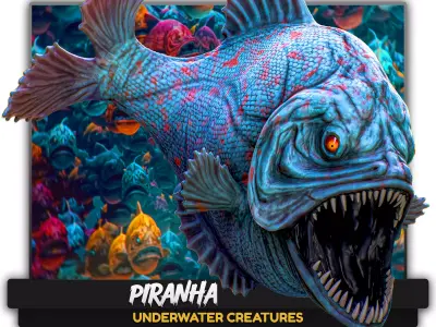 The Piranha Fish - Ocean predator - Pirana 3d model - 10 Low-poly 3D model