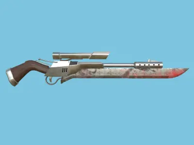 Sniper Gunblade 02 Dirt Blood - Character SciFi Design Low-poly 3D model