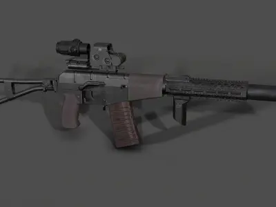 AS VAL russian rifle  Low-poly 3D model