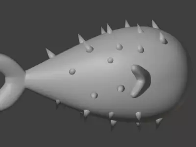 Cartoon Blowfish Low-poly 3D model