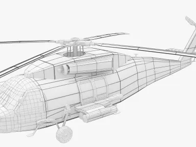 Military Helicopter - Black Hawk  Low-poly 3D model