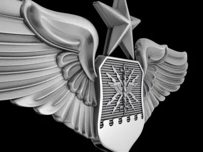 USAF Senior Combat Systems Officer Wings Badge 3D model