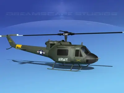 Bell UH-1B Iroquois US Army CAV2 3D model