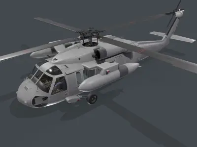 UH-60 Black Hawk Grey Basic Animation Low-poly 3D model